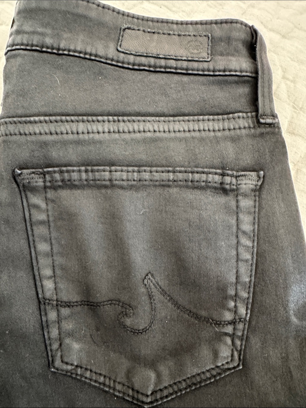 AG Adriano Goldschmied Women’s Charcoal Skinny Jeans with Subtle Pocket Stitch